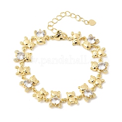 Brass Micro Pave Cubic Zirconia Link Chain Bracelets for Women&nbsp;BJEW-D457-01G-03