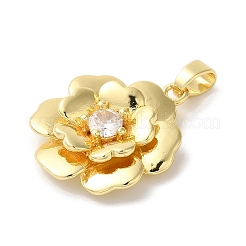 Rack Plating Brass Micro Pave Clear Cubic Zirconia Pendants&nbsp;KK-U022-04G