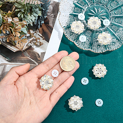 12Pcs 2 Styles Flower Brass Rhinestone Cufflinks&nbsp;FIND-HY0005-32