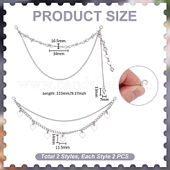 4Pcs 2 Styles Aluminium Curb Chain Boot Strap Chains&nbsp;HJEW-UN00120