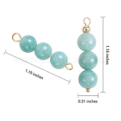 10Pcs Triple Natural Myanmar Jade Round Beaded Connector Charms&nbsp;PALLOY-SW00003-09