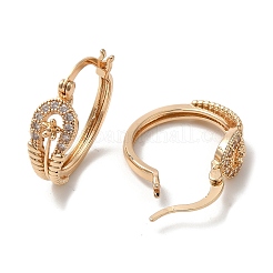 Brass Micro Pave Cubic Zirconia Hoop Earrings&nbsp;EJEW-M238-50KCG