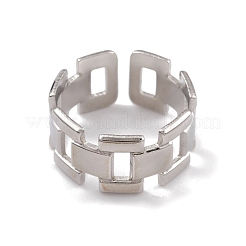 Non-Tarnish 304 Stainless Steel Hollow Out Rectangle Open Cuff Rings for Women&nbsp;RJEW-G285-55P