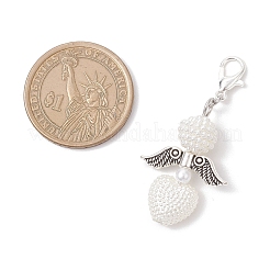 5Pcs Heart Angel Acrylic & ABS Plastic Imitation Pearl Pendant Decoration&nbsp;HJEW-JM03826