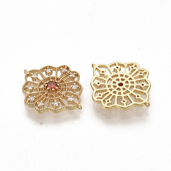Brass Cubic Zirconia Links connectors&nbsp;KK-T050-15G-02-NF