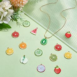 40Pcs 10 Styles Light Gold Alloy Enamel Pendants&nbsp;ENAM-ME0001-34