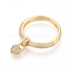 Brass Micro Pave Cubic Zirconia Cuff Rings for Women&nbsp;KK-T071-81G