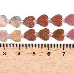Natural Rose Quartz & Cherry Quartz Glass & Rhodonite & Crazy Agate & Synthetic Goldstone Beads Strands&nbsp;G-F811-A05-02