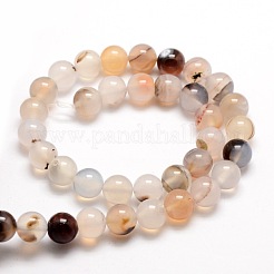 Natural Dendritic Agate Round Beads Strands&nbsp;G-E321C-8mm-01