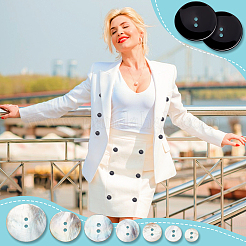 160Pcs 8 Styles 2-Hole Flat Round Mother of Pearl Buttons&nbsp;SHEL-GA0001-18