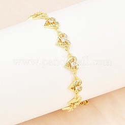 Brass Micro Pave Clear Cubic Zirconia Link Chain Bracelets for Women&nbsp;BJEW-A090-09C-G