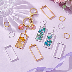 100Pcs 4 Style Alloy Open Back Bezel Rectangle & Ring Pendants&nbsp;FIND-GA0006-70