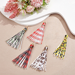 9pcs 9 colors PU Imitation Leather Tassel Pendants&nbsp;FIND-WR0005-86
