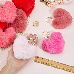 30Pcs 6 Colors Heart Polyester Rabbit Hair Pendant Keychains&nbsp;AJEW-PH0008-08
