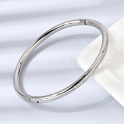 304 Stainless Steel Micro Pave Cubic Zirconia Hinged Bangles for Women&nbsp;BJEW-D408-30P