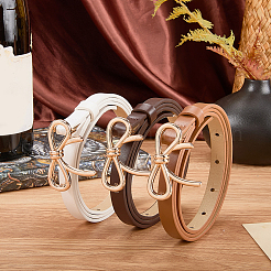 3Pcs 3 Colors Alloy Bowknot PU Leather Chain Belts for Women&nbsp;AJEW-CL0003-48A