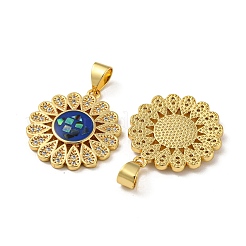 Brass Pendants Micro Pave Cubic Zirconia Pendants&nbsp;KK-K356-11G