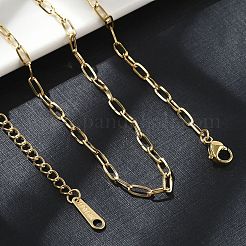 Ion Plating(IP) 304 Stainless Steel Paperclip Chain Necklace for Women&nbsp;NJEW-G097-14G