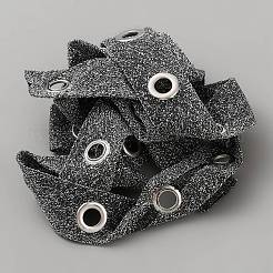 Glitter Polyester Ribbon with Stainless Steel Eyelets&nbsp;OCOR-WH0078-490A