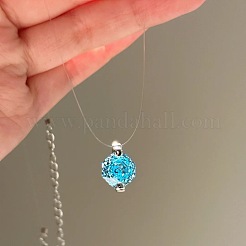 Brass Pave Cubic Zirconia Rose Flower Pendant Invisible Necklaces for Women&nbsp;WG2877B-01