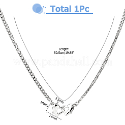 304 Stainless Steel Twisted Chain Necklaces with Double Heart Clasps&nbsp;NJEW-HS00012