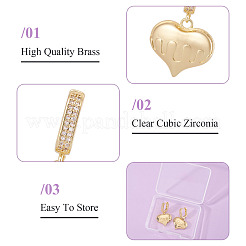 1Pair Brass Clear Cubic Zirconia Heart Hoop Earrings&nbsp;EJEW-TA0008-59
