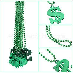 Plastic Dollar Sign Big Pendant Ball Chain Necklaces&nbsp;NJEW-WH0021-81B