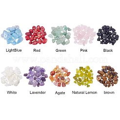 Natural Jade & Aquamarine &  Green Aventurine & White Shell & Red Jasper & Rose Quartz & Tiger Eye & Amethyst & Agate & Obsidian Chips Beads&nbsp;G-PH0033-03