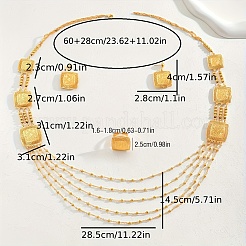 Bohemian Iron Hollow Square Multi-layer Necklaces & Stud Earrings & Cuff Rings Set for Women&nbsp;WD7231