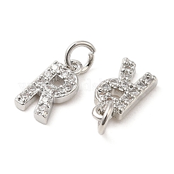 Brass Micro Pave Grade AAA Cubic Zirconia Charms&nbsp;ZIRC-P067-11P-R-NR