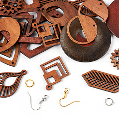 DIY Walnut Wood Hollow Geometry Dangle Earrings Making Kit&nbsp;DIY-TA0009-18