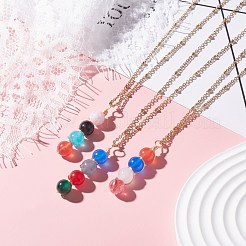 Natural White Jade Beads Pendants Necklace for Women&nbsp;NJEW-JN03762