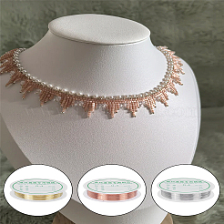 3 Rolls 3 Colors Round Copper Wire&nbsp;KK-LP0004-21C