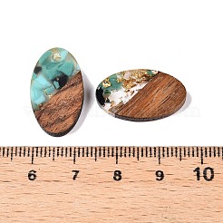Transparent Resin and Walnut Wood Pendants&nbsp;RESI-T057-03J