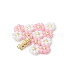 4Pcs MIYUKI Glass Seed Beaded Heart with Flower Pendants&nbsp;PALLOY-MZ01113