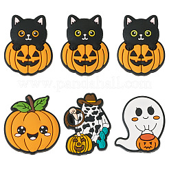 6Pcs 6 Styles Halloween Theme Silicone Focal Beads&nbsp;SIL-TA0002-44