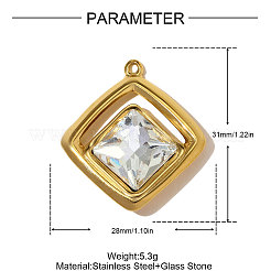304 Stainless Steel Pave Cubic Zirconia Pendants&nbsp;STAS-OY010-14G-1