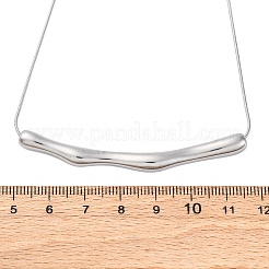 304 Stainless Steel Round Snake Chain Textured Bar Pendant Necklaces for Women&nbsp;NJEW-K276-15P