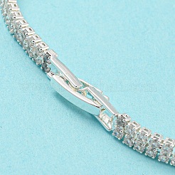 Green Cubic Zirconia Diamond Charm Bracelet with Rack Plating Brass Link Chains&nbsp;BJEW-Q771-03S