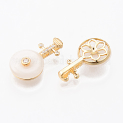 Hollow Brass Micro Pave Clear Cubic Zirconia Pendants&nbsp;KK-N232-201-NF