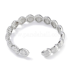 Shell Shape Rack Plating Brass Cuff Bangles for Women&nbsp;BJEW-P341-05P