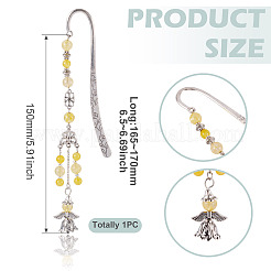 Natural Quartz Crystal Round Beads & Alloy Angel Bookmarks&nbsp;AJEW-TA00054