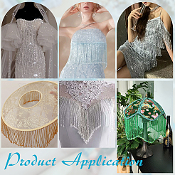 1 Yard Polyester Lace Ribbon with Glass Beads Tassel&nbsp;OCOR-NB0002-13A
