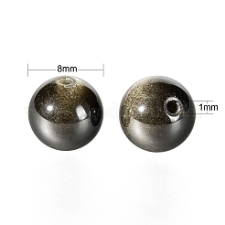 100Pcs 8mm Natural Golden Sheen Obsidian Round Beads&nbsp;DIY-LS0002-42
