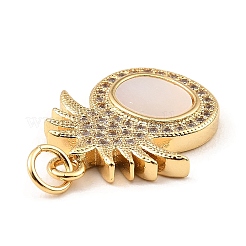 Brass Cubic Zirconia with Shell Pendants&nbsp;KK-K342-18G