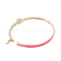 Clear Cubic Zirconia Heart Bangle with Enamel&nbsp;BJEW-F430-01-G