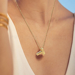 1pc Brass Chain with Alloy Letter Pendants Necklaces&nbsp;NJEW-LP0001-41T-G