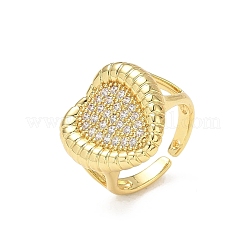 Brass Micro Pave Cubic Zirconia Cuff Open Rings for Women&nbsp;CU-CBA760A-13B-G