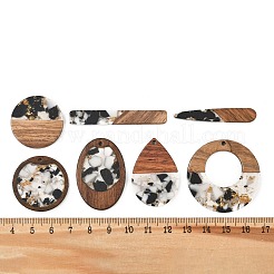 Walnut Wood & Transparent Resin & Gold Foil Pendants&nbsp;WD-CBA583A-05