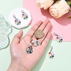 6Pcs Palette Alloy Enamel Pendants Decorations&nbsp;HJEW-YW00115